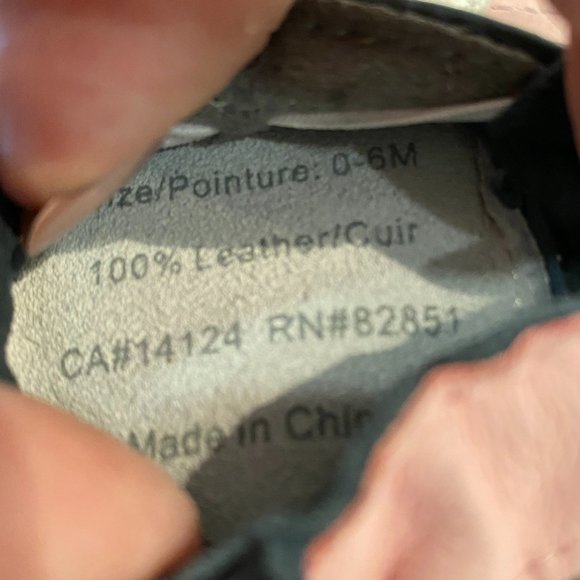 Baby Leather Slippers Floral Navy Blue & Pink 0-6 months - Picture 5 of 5